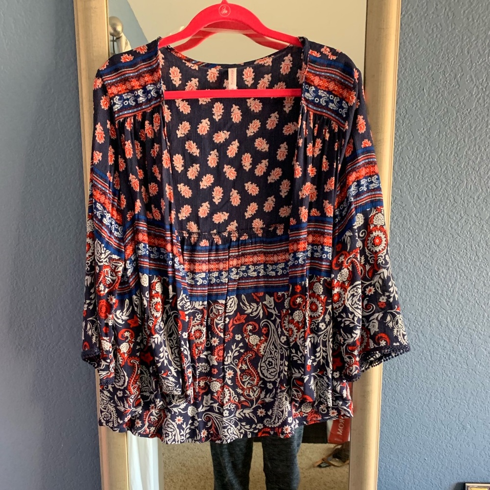 Red white and blue cardigan